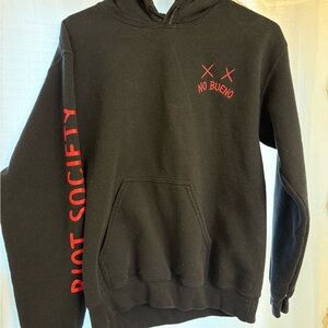 riot society Black Hoodie with Red Script